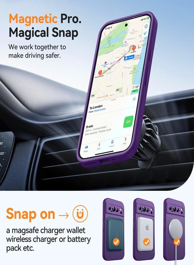 CANSHN Magnetic for Google Pixel 9 Pro Case(6.3 Inch), Upgraded [Full Camera Protection] [Compatible with Magsafe] [Translucent Matte] Shockproof Protective Phone Cover, Deep Purple - Image 5