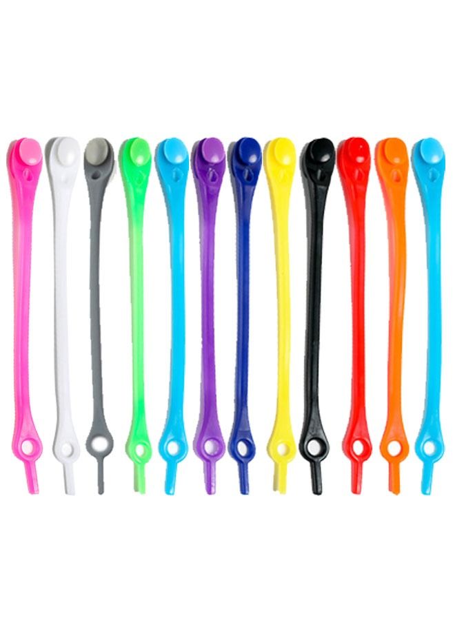ZCM-HAPPY 12-Piece Elastic Silicone Waterproof No Tie Shoelaces Set  - Image 1