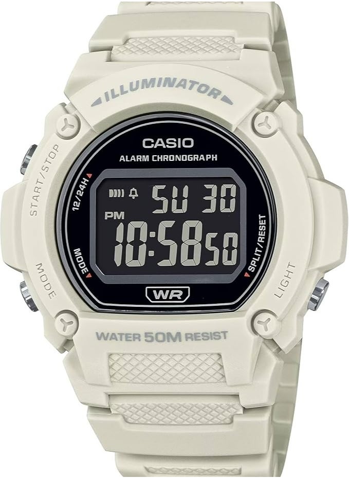 CASIO CasioW219H Series Men s Digital Watch 50M WR LED Illuminator 100 SEC Chronograph 1/100 SEC Stopwatch Daily Alarm Hourly Time Signal Auto Calendar 7 Year Battery  - Image 1