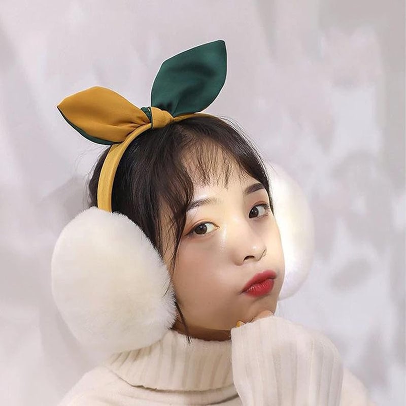 Winter Warm Plush Earmuffs Foldable Frostproof For Homework White One Size - Image 1