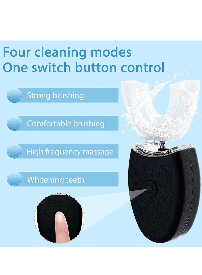 فرشاة الأسنان الكهربائية بالموجات فوق الصوتية هي فرشاة أسنان آلية بتصميم فم يغطي تنظيف الأسنان بزاوية 360 درجة وتوفر وظائف الماء والتبييض والتدليك، وتحتوي على مصباح LED زرقاء للبالغين. - Image 3