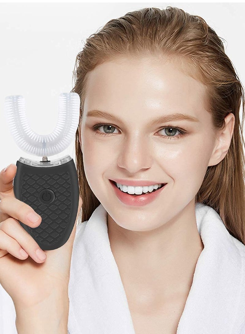 فرشاة الأسنان الكهربائية بالموجات فوق الصوتية هي فرشاة أسنان آلية بتصميم فم يغطي تنظيف الأسنان بزاوية 360 درجة وتوفر وظائف الماء والتبييض والتدليك، وتحتوي على مصباح LED زرقاء للبالغين. - Image 4