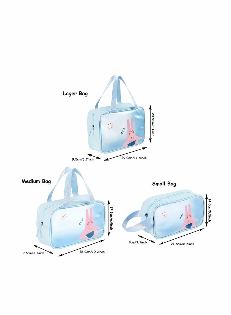 NIBEMINENT Toiletry Bag, 3Pcs Translucent Waterproof Travel Makeup Cosmetic Bag Clear Make Up Organizer with Cartoon - Image 2