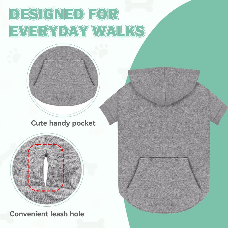 Waoduld Dog Sweaters,Dog Hoodie,Cozy Fleece Interior Sweatshirt with Hood & Pocket,Leash Hole,Pet Clothes Sweater for Small,Medium,and Large Dogs,Grey&2XL - Image 4