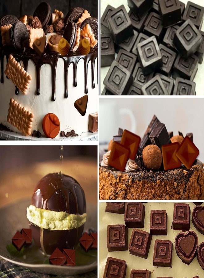 MoldBerry Silicone Chocolate Mould Set of 4 - Square, Round & Triangle Candy‑Jelly Chocolate Making Moulds - Flexible, Non‑Stick Baking Tray for Chocolate, Candy, Jelly - Image 3