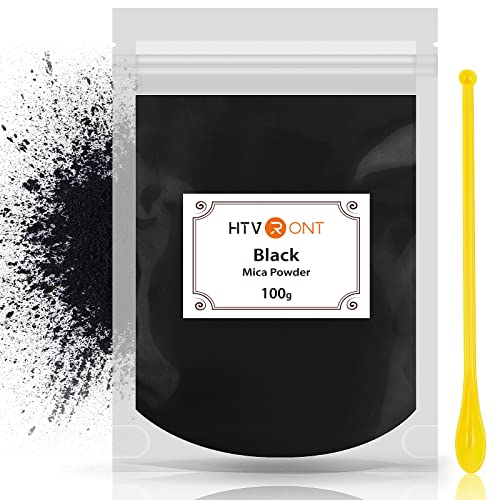 HTVRONT Black Mica Powder for Epoxy Resin - 3.5 oz (100 g) Easy to Mix Resin Pigment Powder, Nature Non-Toxic Mica Powder for Soap Making, Candle Making, Lip Gloss, Bath Bomb, Slime - Image 1