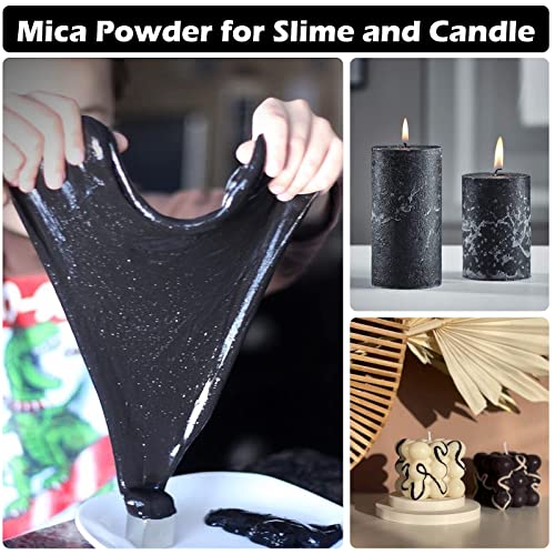 HTVRONT Black Mica Powder for Epoxy Resin - 3.5 oz (100 g) Easy to Mix Resin Pigment Powder, Nature Non-Toxic Mica Powder for Soap Making, Candle Making, Lip Gloss, Bath Bomb, Slime - Image 5