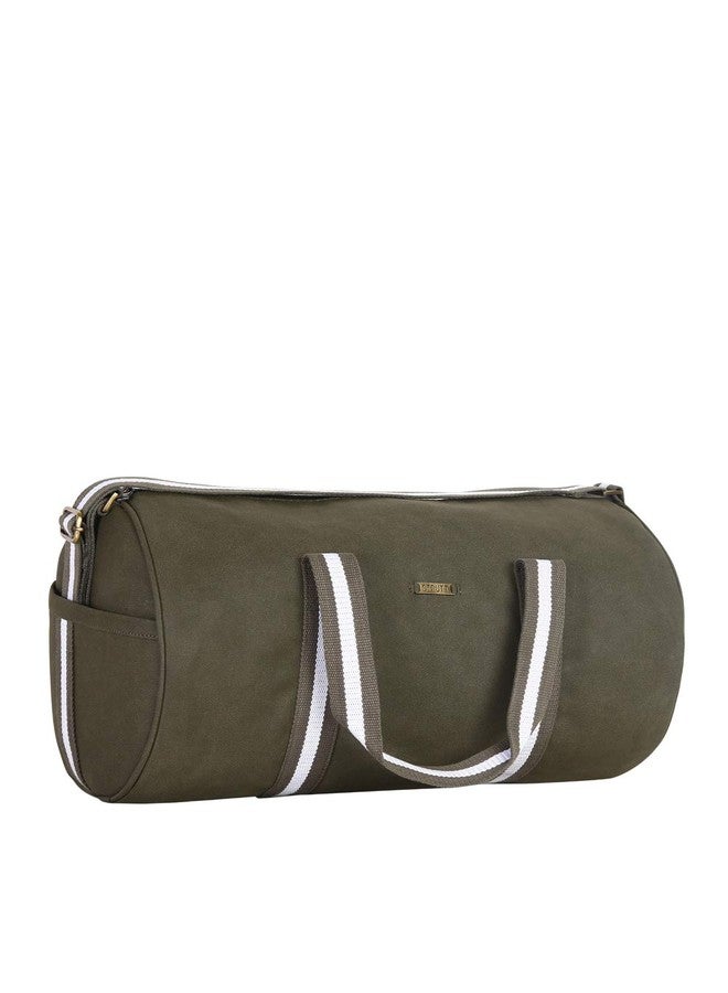 Strutt Premium Leatherette Stylish & Lightweight Travel Duffle Bag for Women, Premium Duffel Bag for Travelling & Gym - OliveGreen & White - Image 3