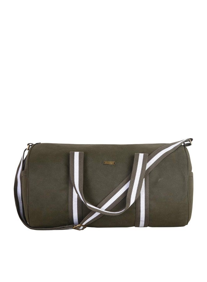 Strutt Premium Leatherette Stylish & Lightweight Travel Duffle Bag for Women, Premium Duffel Bag for Travelling & Gym - OliveGreen & White - Image 1