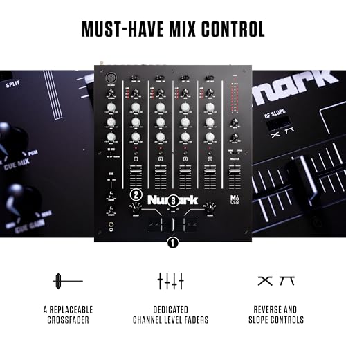 Numark M6 USB - 4-Channel DJ Mixer with Built-In Audio Interface, 3-Band EQ, Microphone Input and Replaceable Crossfader with Slope Control - Image 4