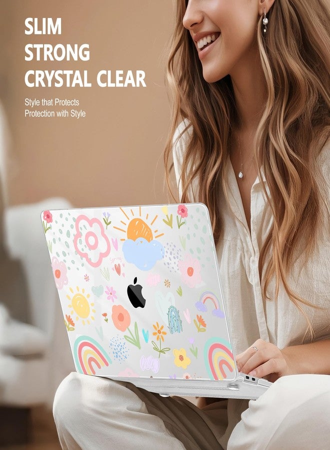 May Chen Compatible with MacBook Air 13 inch Case 2022 2021, 2020-2018 Release Model: M1 A2337 A2179 A1932, Plastic Hard Shell Case Cover for Mabook Air 13 inch with Retina Dispaly, Rainbows Flowers - Image 4