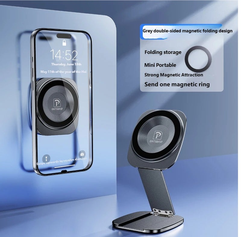 Oatsbasf Eary Gym Magnetic Phone Holder Mount For Wall Portable Aluminum Metal Stand With Foldable Pocket Size Gym Essentials Accessories - Image 1