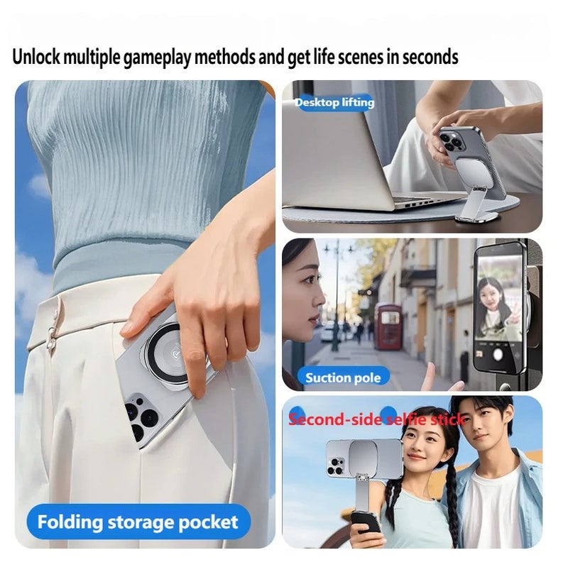 Oatsbasf Eary Gym Magnetic Phone Holder Mount For Wall Portable Aluminum Metal Stand With Foldable Pocket Size Gym Essentials Accessories - Image 3