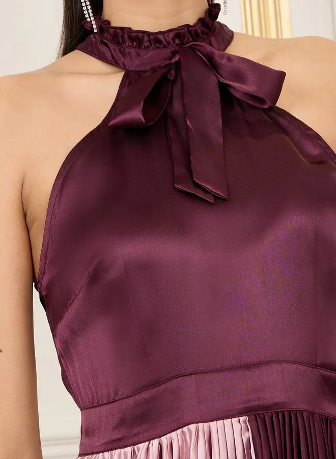 Styli Halter Pleated Dress