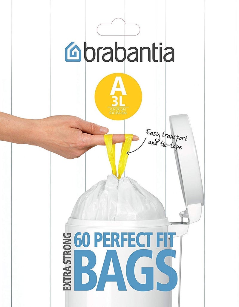 Brabantia Bin Liners, Size A, 3 L - 60 Bags - Image 1