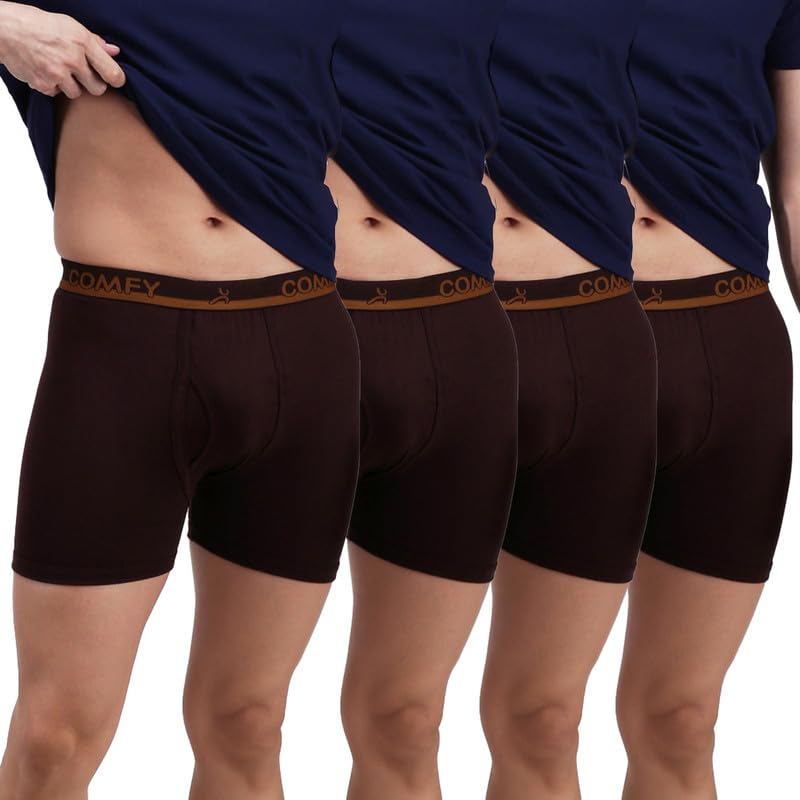 Amul Comfy Men's Trunk Underwear | Soft Outer Elastic | Soft Waistband | Breathable Comfortable Innerwear | Pack of 10 | Color May Vary Coffee Brown - Image 1