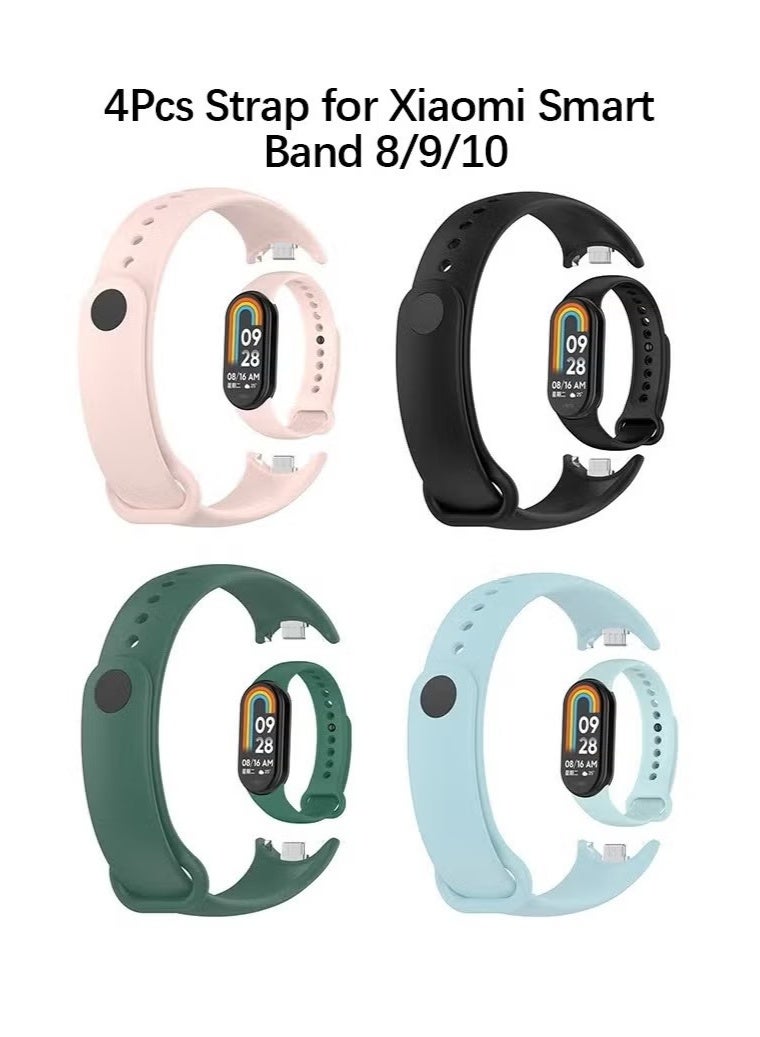 4-piece replacement strap for Xiaomi Smart Band 8/9/10,Soft Silicone Clip Replacement Band For Xiaomi Mi Band 8/9/10 - Image 1