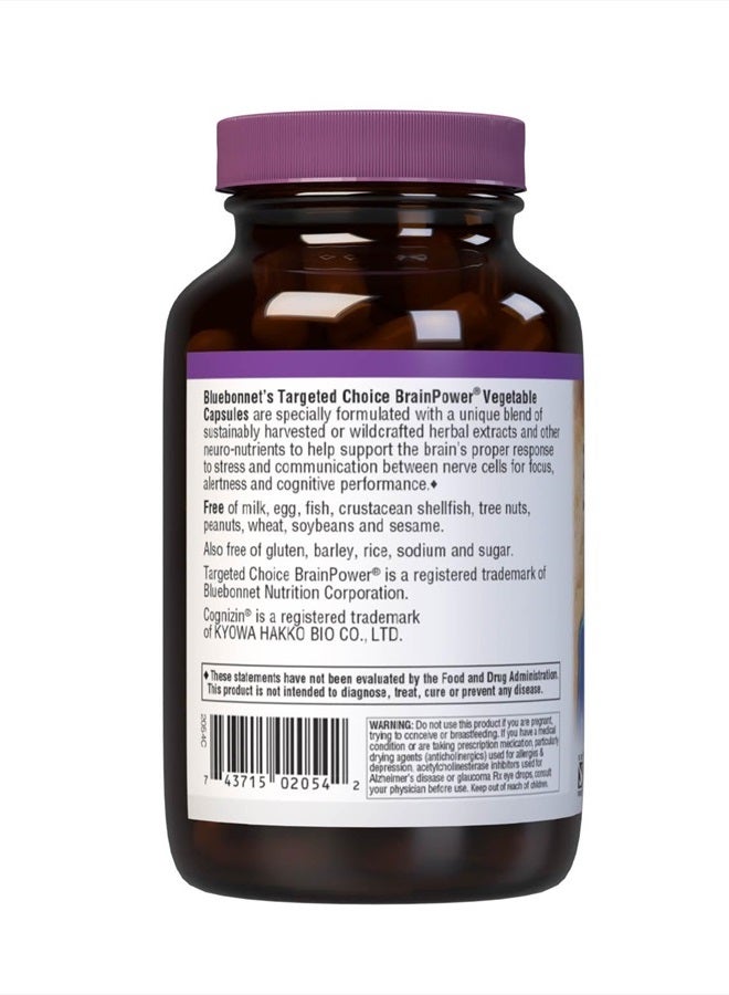 Bluebonnet نوتريشن برين باور – مزيج نووتروبيك قائم على الطعام الكامل - لصحة الدماغ* - باكوبا، فطر ليوز مان، توت أزرق والمزيد - غير معدّل وراثيًا، نباتي - خالي من الغلوتين، الصويا والمنبهات - 60 كبسولة نباتية - Image 3