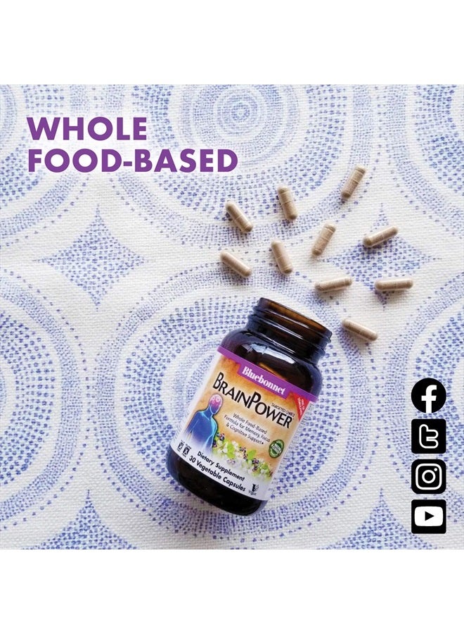 Bluebonnet نوتريشن برين باور – مزيج نووتروبيك قائم على الطعام الكامل - لصحة الدماغ* - باكوبا، فطر ليوز مان، توت أزرق والمزيد - غير معدّل وراثيًا، نباتي - خالي من الغلوتين، الصويا والمنبهات - 60 كبسولة نباتية - Image 4