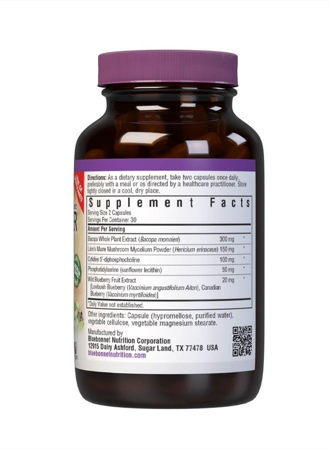 Bluebonnet نوتريشن برين باور – مزيج نووتروبيك قائم على الطعام الكامل - لصحة الدماغ* - باكوبا، فطر ليوز مان، توت أزرق والمزيد - غير معدّل وراثيًا، نباتي - خالي من الغلوتين، الصويا والمنبهات - 60 كبسولة نباتية - Image 2