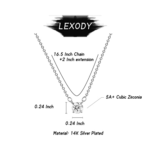 LEXODY Diamond Necklaces for Women Dainty Solitaire Necklace 14k Silver Plated Layered CZ Necklace Simple Diamond Choker Necklaces for Women Trendy Jewelry Gifts for Women - Image 5