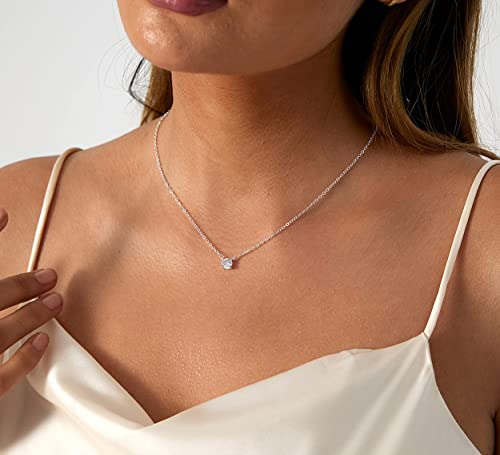 LEXODY Diamond Necklaces for Women Dainty Solitaire Necklace 14k Silver Plated Layered CZ Necklace Simple Diamond Choker Necklaces for Women Trendy Jewelry Gifts for Women - Image 4