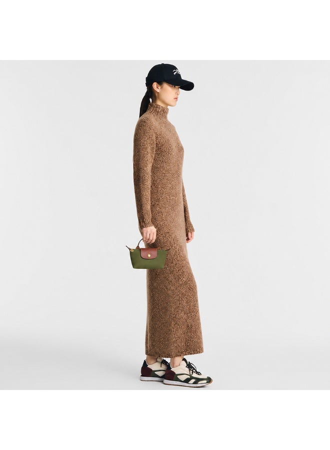 Longchamp Olive Green Mini Shoulder Bag with Brown Leather Accents and Snap Closure - Image 2