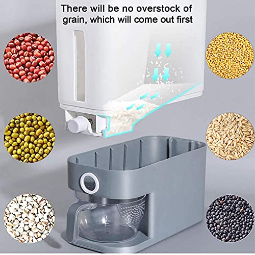Matiko Food Dispenser, Rice Bucket Rice Storage Box Container Kitchen Food Grain Storage Container Household Upgrade Rice Dispenser Transparent Metering Cylinder (10KG) - Image 3