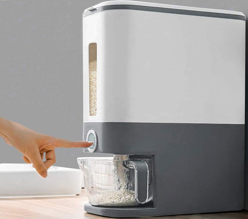 Matiko Food Dispenser, Rice Bucket Rice Storage Box Container Kitchen Food Grain Storage Container Household Upgrade Rice Dispenser Transparent Metering Cylinder (10KG) - Image 2