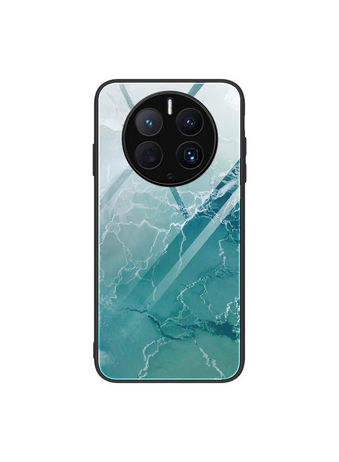 اس-توب جراب هاتف Huawei Mate 50 Pro بنمط رخامي وغطاء حماية زجاجي - Image 1