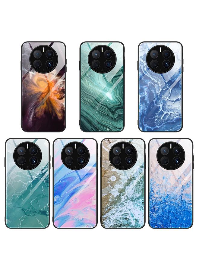 اس-توب جراب هاتف Huawei Mate 50 Pro بنمط رخامي وغطاء حماية زجاجي - Image 2