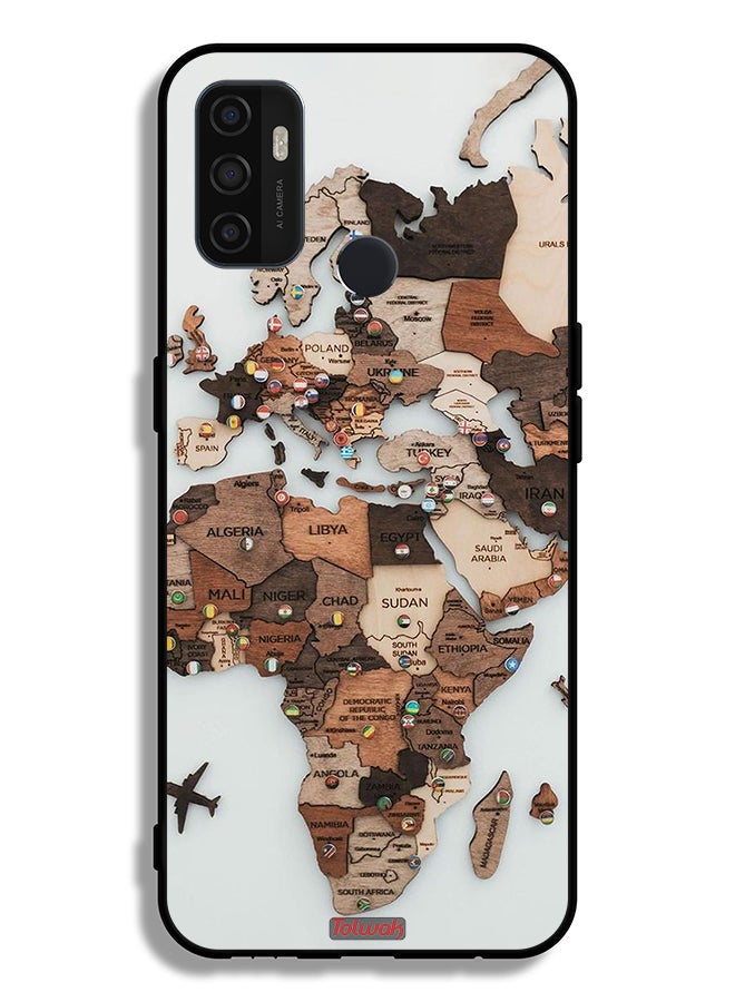Tolwak Oppo A53 4G Protective Case Cover World Map Art - Image 2