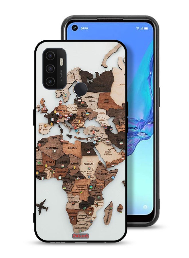 Tolwak Oppo A53 4G Protective Case Cover World Map Art - Image 1
