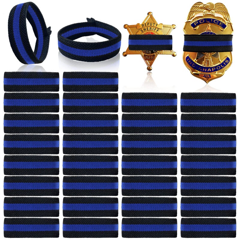 CREATRILL 30 Pack Balck Police Mourning Band Stripe Police Officer Badge Shield Funeral Honor Guard Straps for Badge Size of 2.4" to 4"