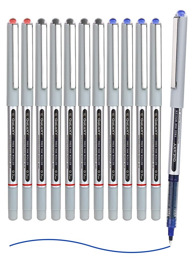 EYEYE Liquid Ink Rollerball Pens 12 Pack 3 Colors Black Blue Red 0.7mm Medium Point Pens Quick Dry Smooth Writing Pens for Journaling Office School Note Taking Supplies - Image 2