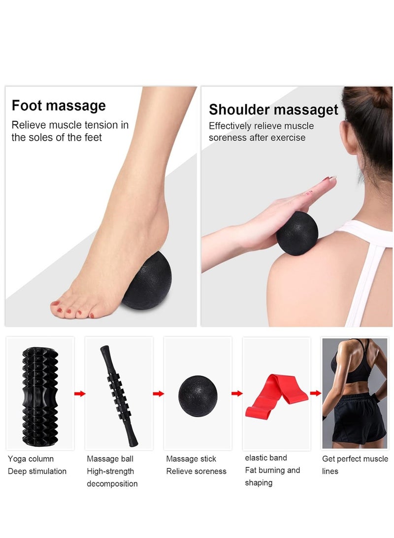 Generic Foam Roller for Yoga, 5-in-1 Fascia Roller Set, Muscle Roller, Fascia Roller, Fascia Ball, Resistance Bands and Storage Bag for Fascia Training, Yoga, Sports, Fitness, Pilates - Image 5