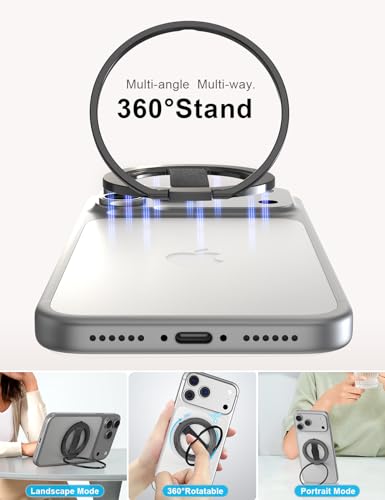 EWA MagOne 3rd Gen Compatible with MagSafe Phone Grip Stand with Finger Strap Removable Magnetic Ring Holder Kickstand Loop for iPhone 171615141312 Series Black - Image 3