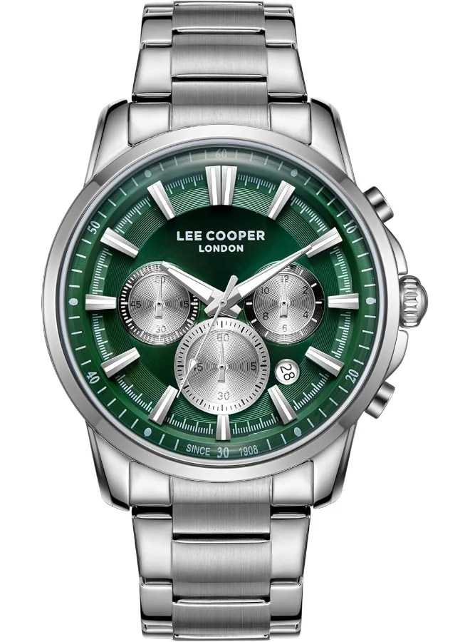 Lee Cooper Men's Watch, Multi Function Display and Metal Strap - LC08068.370, Silver