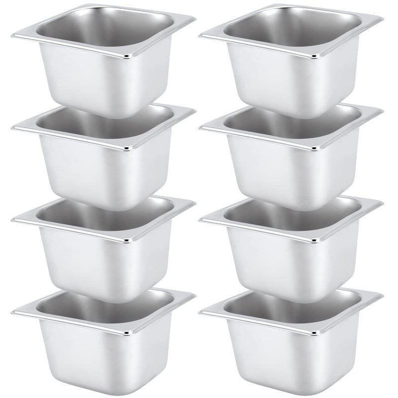 JAPCHET JAPCHET 8 Pack 16 Size 212 Inch Deep Steam Pan Steam Table Chafer Pan Stainless Steel Hotel Pan Food Pan for Buffet Restaurants Catering - Image 1