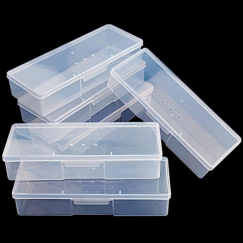 Excefore Manicure Tool Box, 6 Pieces Clear Box for Nail Tool, Transparent Personal Nail Box for Manicure, Plastic Nail Art Tool Box Storage Organizer Case Container for Organizing (7.5x2.5x1.5 Inch) - Image 1