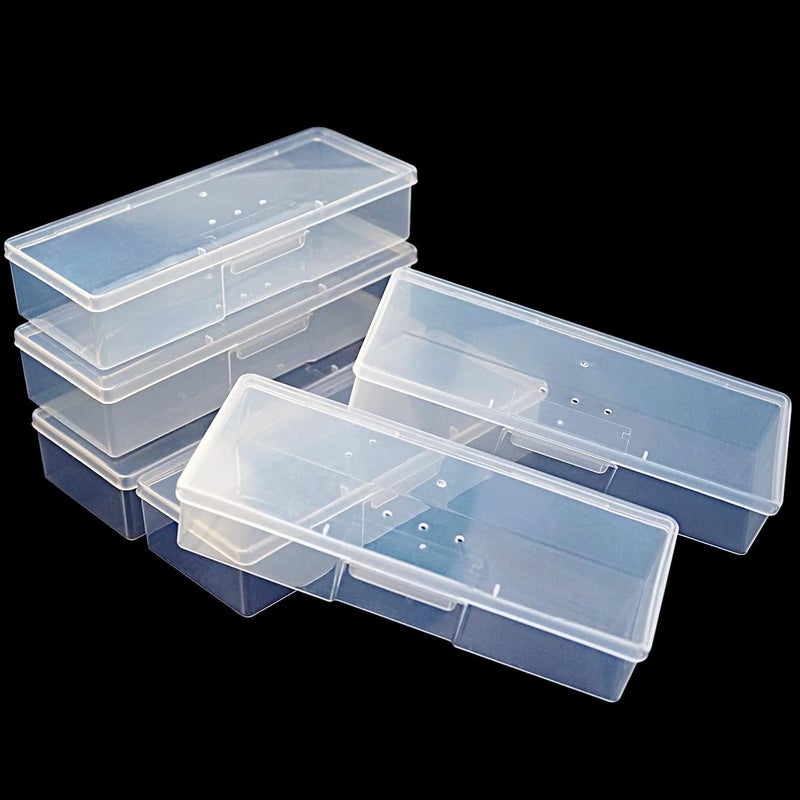 Excefore Manicure Tool Box, 6 Pieces Clear Box for Nail Tool, Transparent Personal Nail Box for Manicure, Plastic Nail Art Tool Box Storage Organizer Case Container for Organizing (7.5x2.5x1.5 Inch) - Image 2