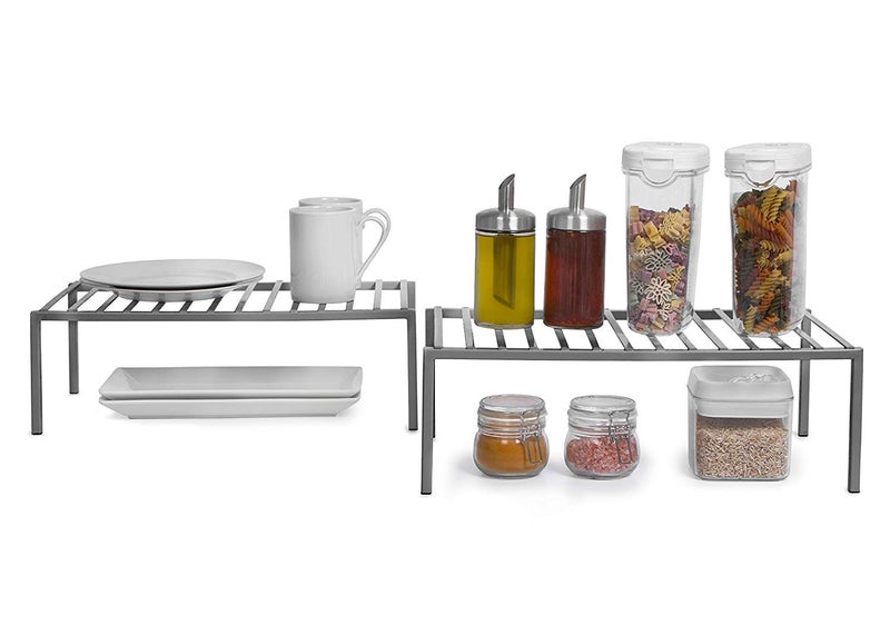 INDIAN DECOR INDIAN DECOR 10050 Premium Kitchen Storage Shelf Expandable Steel Metal Frame Rust Resistant Coating Counter Pantry Shelf Organization Kitchen 1632 x 6 Inch Charcoal Gray  - Image 3