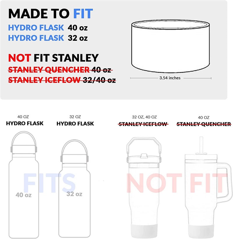 ZUIHUI Boot for Hydro Flask 32 oz 40 oz, Thermoflask, Iron Flask, and the 32-40 oz water bottles (bottom width 3.5"-3.6"), Black - Image 2