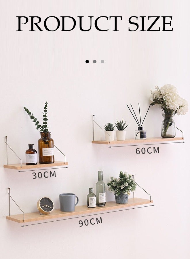 DUNISO 3 قطع من رفوف معلقة عائمة، رفوف تخزين، رفوف عرض، مع رفوف من الفولاذ المقاوم للصدأ، مناسبة لغرف النوم، وغرف المعيشة، والحمامات، والمطابخ، والمكاتب - Image 2