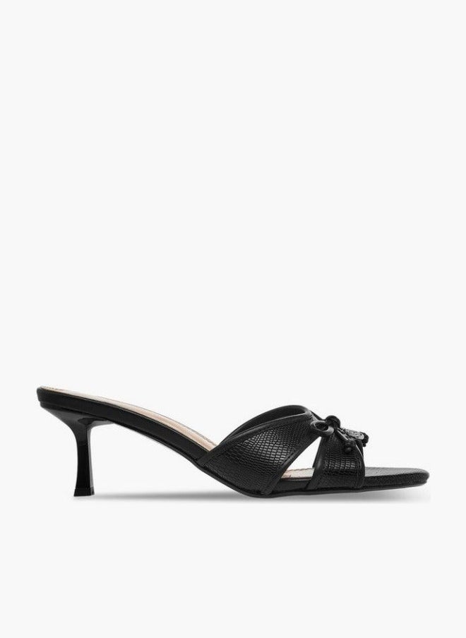 Celeste Women's Bow Detail Slip-On Sandals with Flared Heels - Image 1