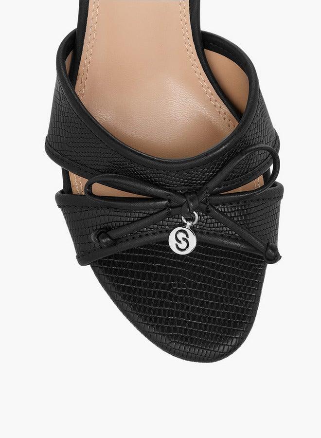 Celeste Women's Bow Detail Slip-On Sandals with Flared Heels - Image 4