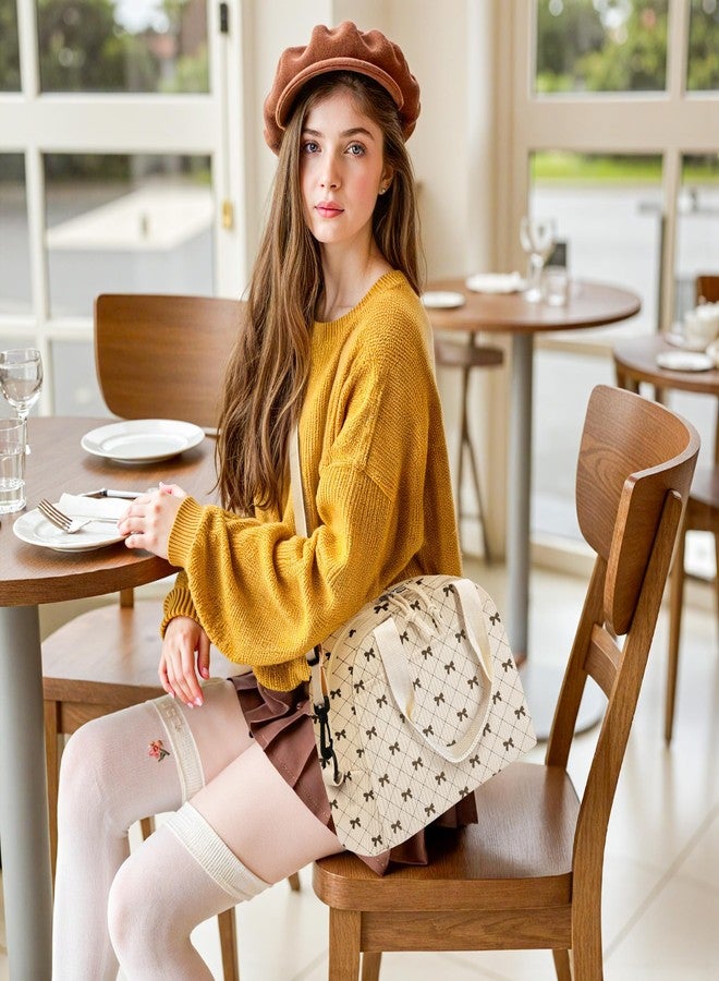 WOBAGMEN Lunch Box for Women,Bow Lunch Bag Cute Corduroy Insulated Lunch Box With Shoulder Strap for Adult Womens for Work Picnic (bow tie) - Image 5