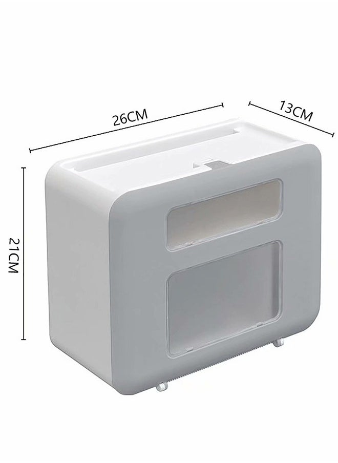 Generic - Wall Mounted Tissue Storage Box - Toilet Paper Box Dispenser with Phone Holder Organizer Drawer Bathroom Towel Period Trash Bag Multifunction Tissue Storage Box - Image 1