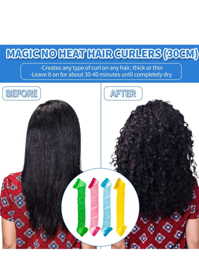 Y&D - 28 Pieces Hair Curlers Spiral Curls No Heat Wave Styling Kit with 2 Hooks for Most Kinds of Hairstyles (Assorted Color, 30 cm) - Image 1