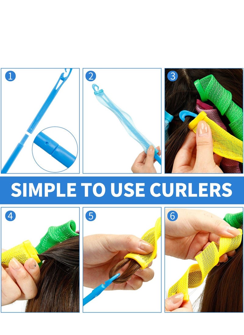 Y&D - 28 Pieces Hair Curlers Spiral Curls No Heat Wave Styling Kit with 2 Hooks for Most Kinds of Hairstyles (Assorted Color, 30 cm) - Image 1